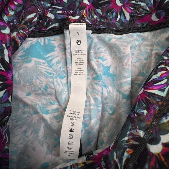 Lululemon Base Pace High Rise Floral Tight Legging Pink Purple - Picture 5 of 11